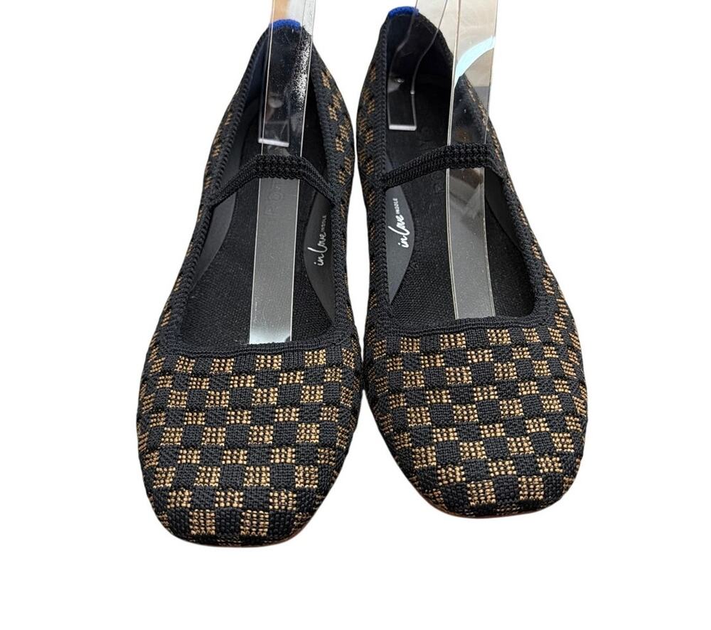 Rothy's The Ballet Mary Jane Flats Night Song Checker Knit Size 8